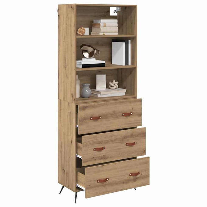 vidaXL - Highboard - Artisan - Eiken - 69,5 - x - 34 - x - 180 - cm - Bewerkt - hout