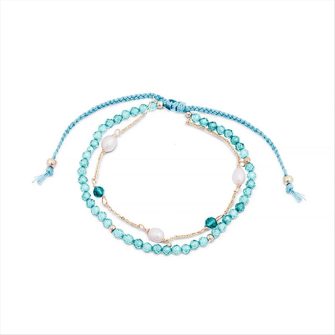 Luxenter armband, metaallegering en amazoniet, 18K vergulde afwerking