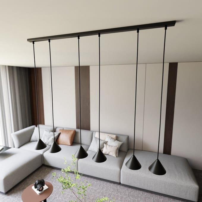 Emibig ELIT 6 BLACK Hanglamp Zwart Goud GX53 12W LED