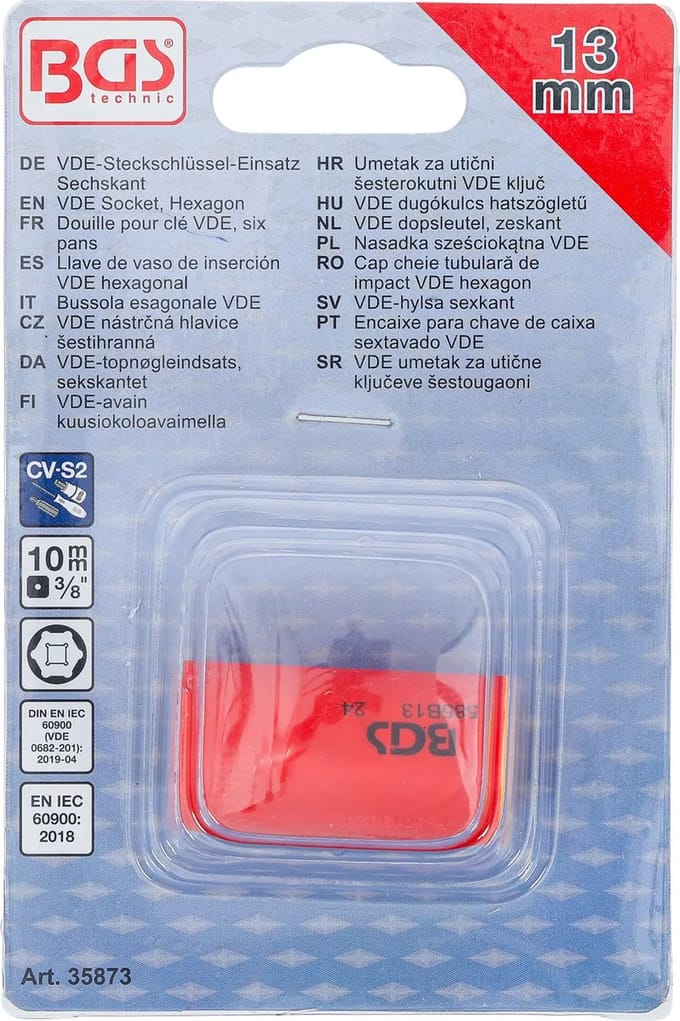 BGS VDE dopsleutel, zeskant - 3/8 - 13 mm