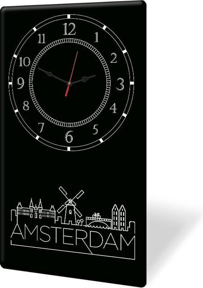 Model 1 - Tempered Glas Wandklok - 30cm x 52cm - Glazen