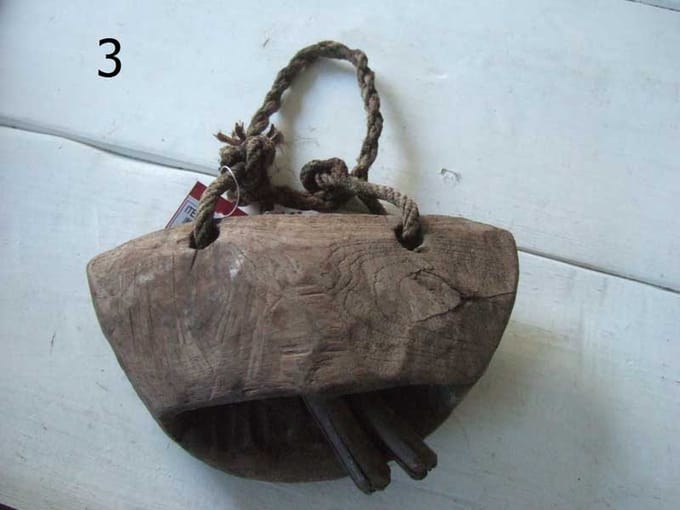 Houten bel koe H15  - retro - trendy