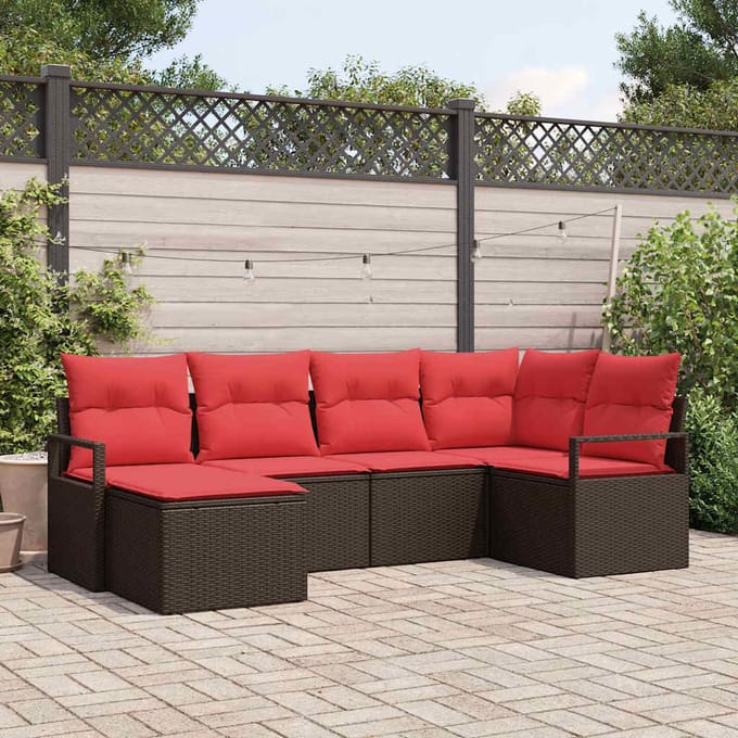 vidaXL Bankstel 6 st Bruin poly rattan