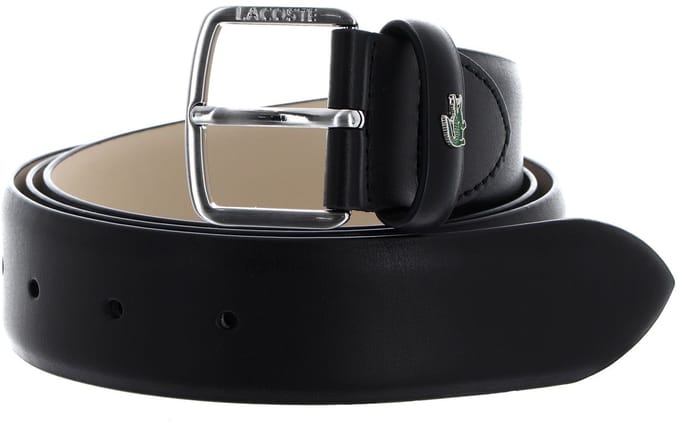 LACOSTE Leren Riem Elegance 35 Flat Raw Edge Belt W90 Noir Zwart