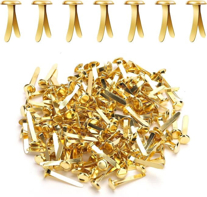 Papierclips 150Pcs - 8x17mm Gouden Mini-Brads - Ronde Kop - Perfect voor Creatieve Projecten - ShopVlot