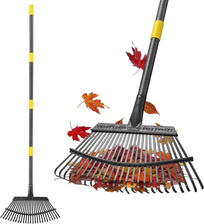 Bladhark Metaal - Tuinhark Bladeren - Gazon Opruimen - 25 Tanden - 5ft Verstelbaar - Metaal