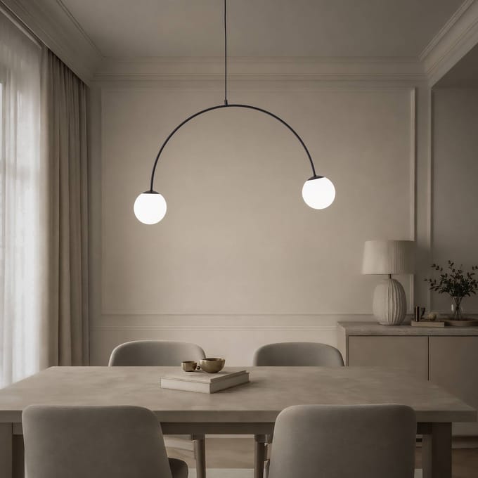 Domiluce Hanglamp Nova, glas/metaal, zwart/wit, 2-lamps