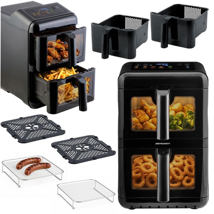 Berdsen BD-663 Serie - Dubbele Heteluchtfriteuse - 11.6L - 3000W - Zwart/Zilver