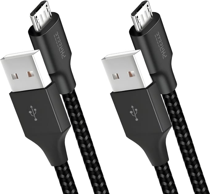 2x Micro usb naar usb kabel 1m - Stevige nylon micro usb kabel - Micro usb oplader - Phreeze