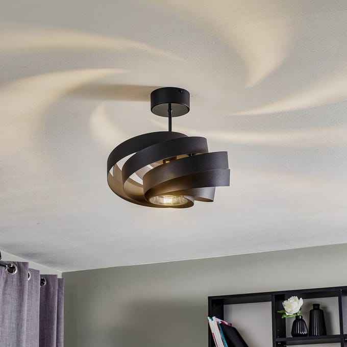 Domiluce Vento plafondlamp, zwart, Ø 40 cm, metaal, E27