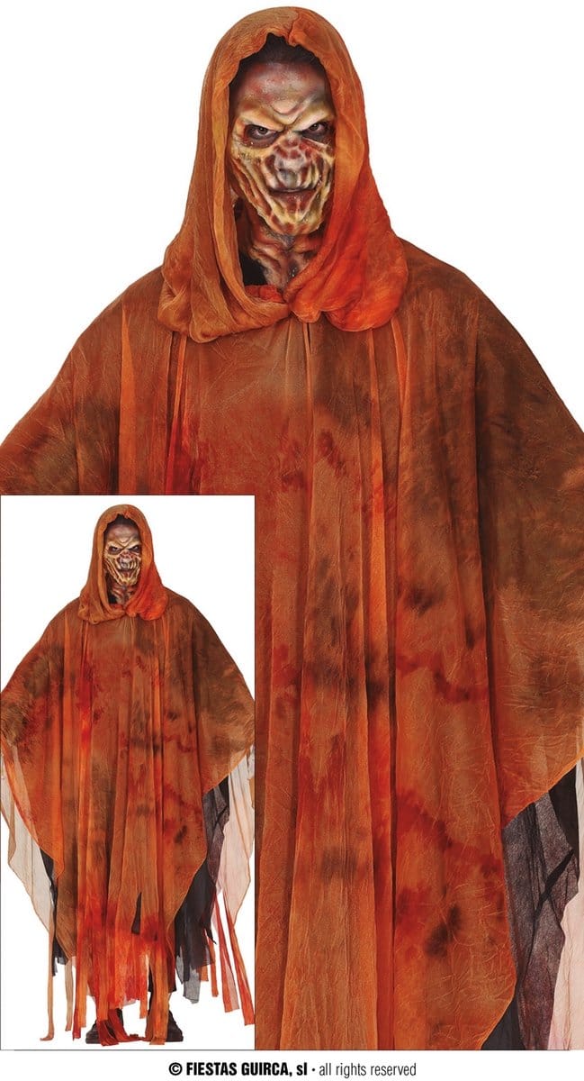 Fiestas Guirca - Heren poncho orange ghost - L - Carnavalskleding - Carnaval - carnavalskleding 2027 - Carnaval kostuum