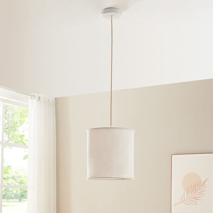 Hanglamp Buckley E27 stoffen lampenkap wit lux.pro