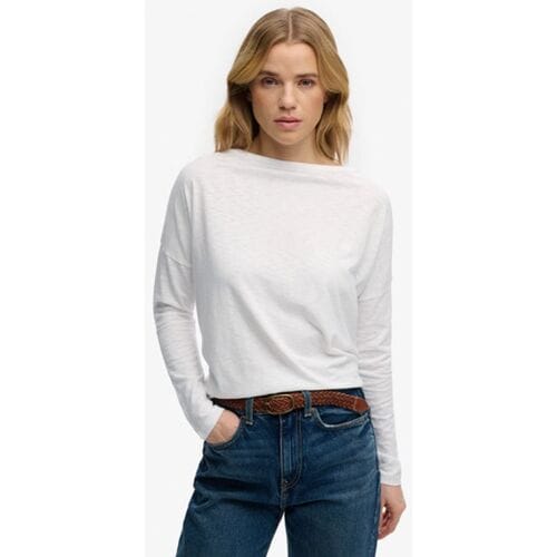 Superdry Studios Boothals Slub Longsleeve White Grootte: 34