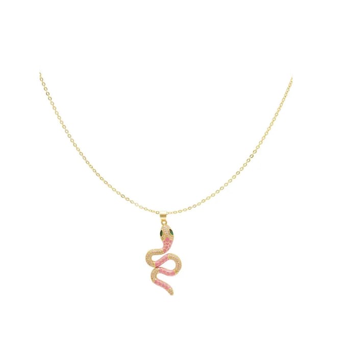 Ketting - gedetailleerde slang - Pink & Gold Koper