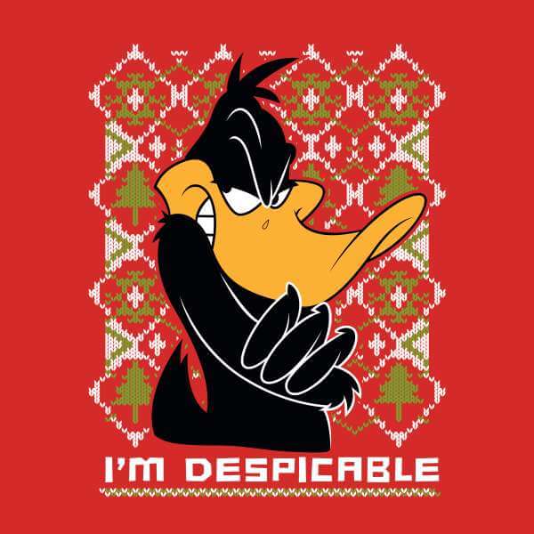 Looney Tunes Daffy Duck Knit Christmas Jumper - Red - M