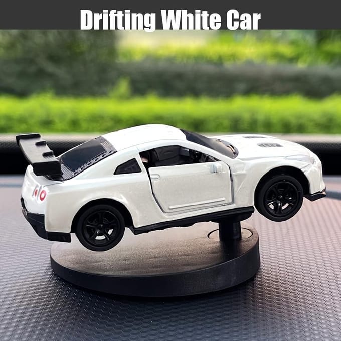 Springactie Driftauto Dashboard Speelgoed Wobbelende Auto Interieur Decoratie Drift White yellow
