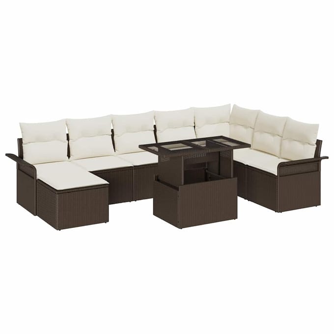 vidaXL Tuin Sofa Set 9 st Bruin poly rattan
