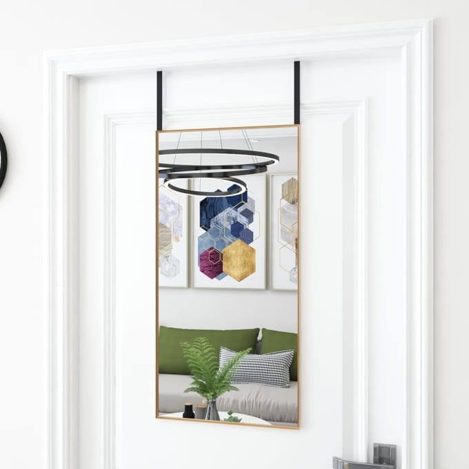 vidaXL - Deurspiegel - 40x80 - cm - glas - en - aluminium - goudkleurig