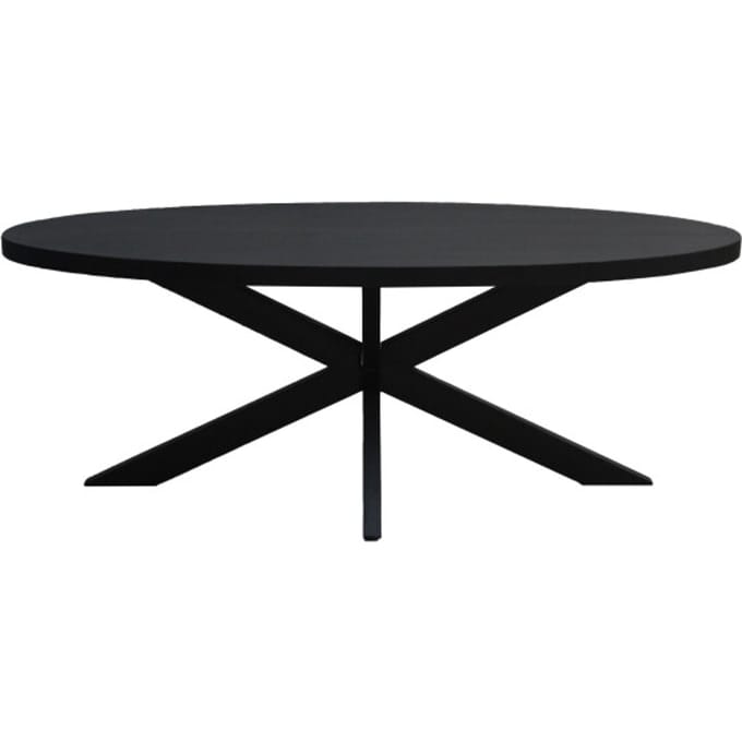 Livingfurn - Zwart Ovale Eetkamertafel - - Mango Hout - 210 cm