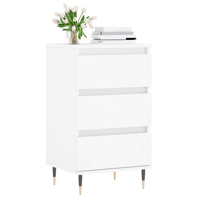 vidaXL - Dressoir - 40x35x70 - cm - bewerkt - hout - wit