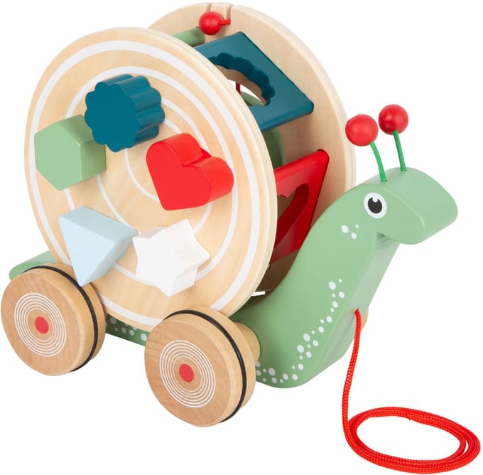 Small Foot - Wooden Pull Figure Shape Sorter Snail 6dlg.