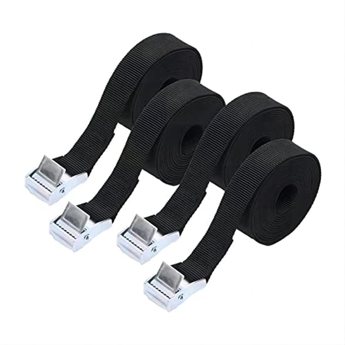 Set van 4 verstelbare spanbanden 1,5 m x 25 mm voor motorfietsen en vrachtwagens