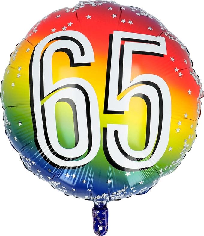 Boland - Folieballon '65' 65 - Multi - Cijfer ballon