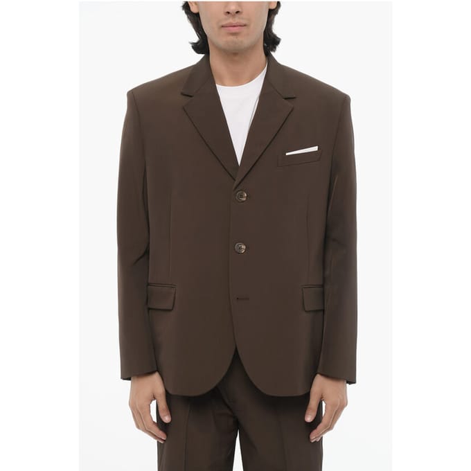 Zijsplitten, reverskraag, slim fit, 3-knoopsblazer in bruin