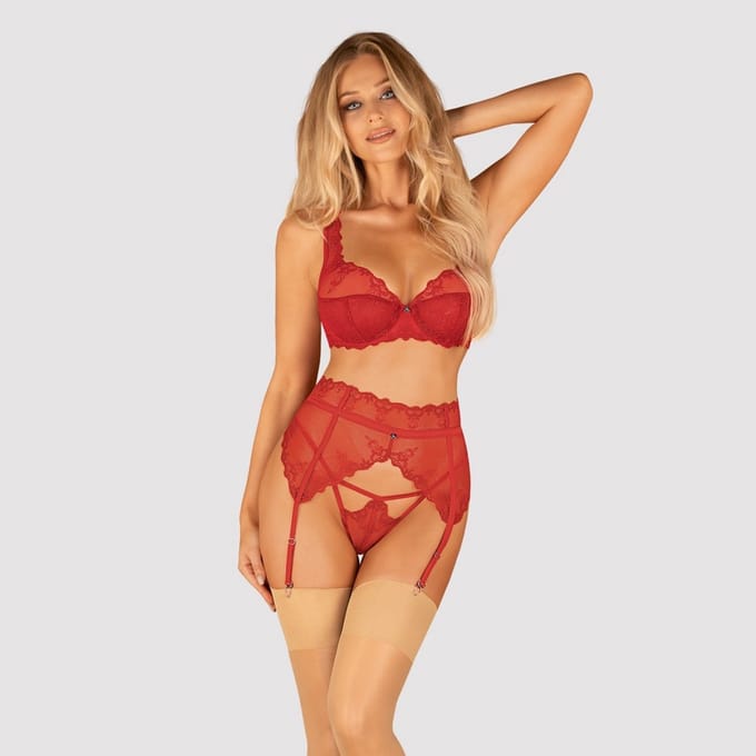 Obsessive - Lonesia Garter Belt Red L/XL