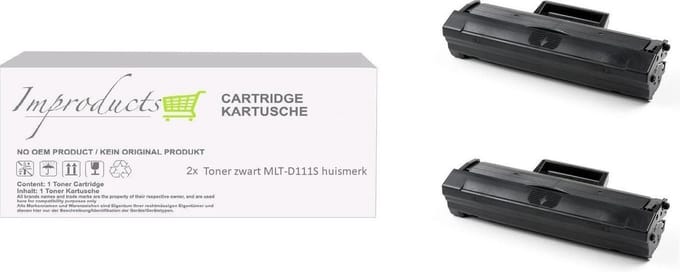 Improducts® Toner - Alternatief Samsung MLTD111S / MLT-D111s XL Zwart 2x