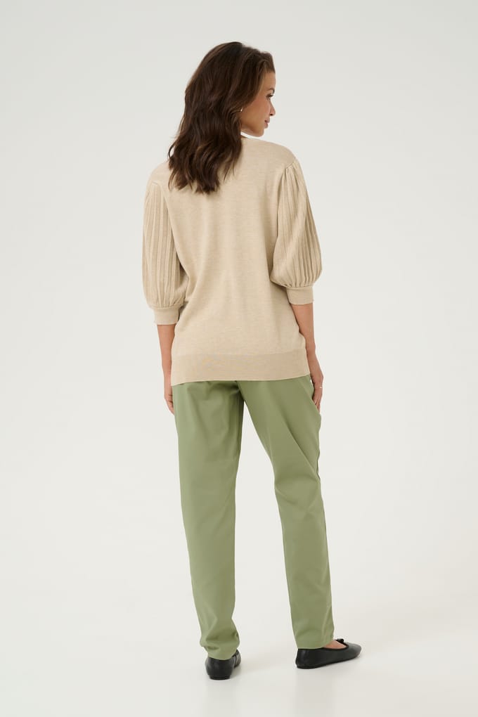 Kaffe KAlone Knit Pullover 1/2 SL Dames Trui - Feather Gray Melange