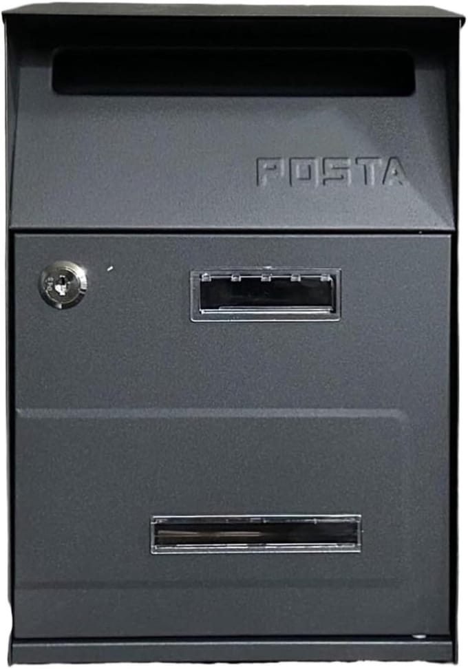 Brievenbus - Postbak - Post Ontvangen - Afsluitbaar - 21.5x10.5x32cm - Zwart