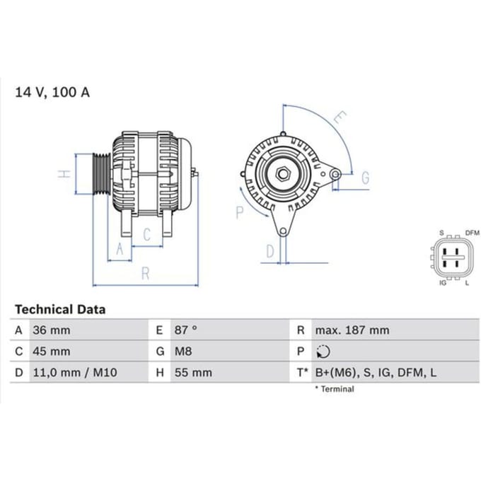 Driefasige generator BOSCH 0 986 046 120