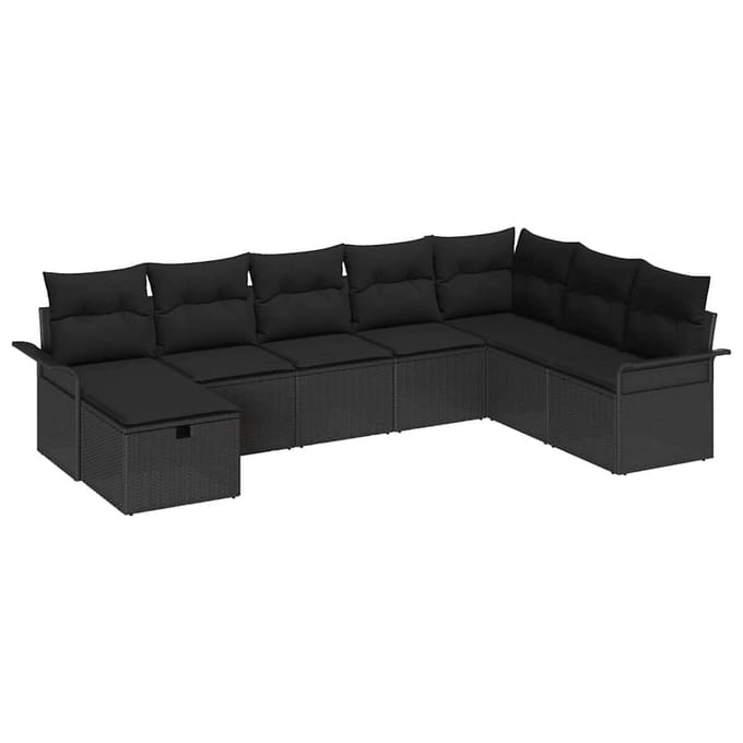 vidaXL - Tuinbank - Set - 8 - st - Zwart - poly - rattan