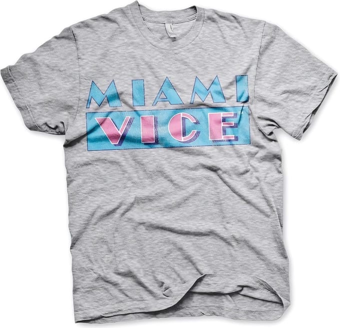 Miami Vice T-shirt met verweerd logo, heathergrijs