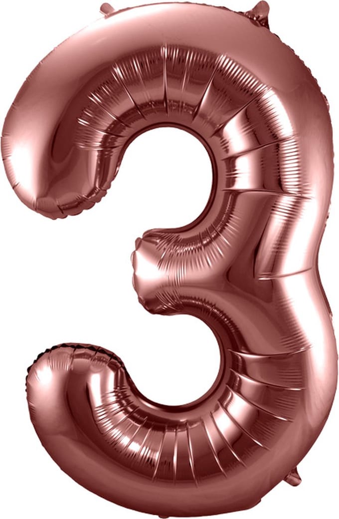 Folat - Folieballon Cijfer 3 Brons - 86 cm