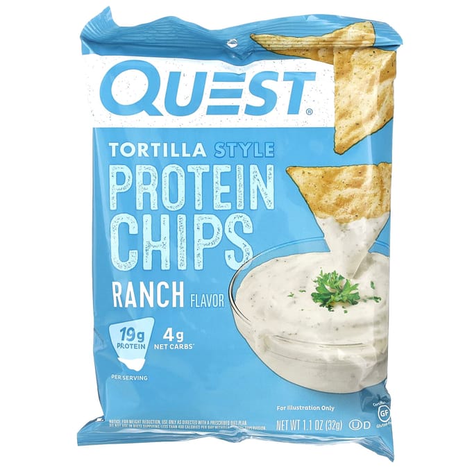 Quest Nutrition Protein Tortilla Chips (8x32g) Ranch - Functionele voeding - Eiwit Snacks