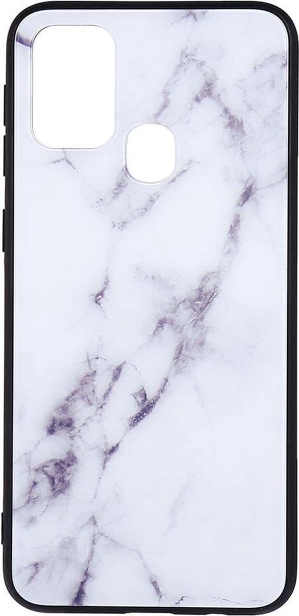 Shop4 - Samsung Galaxy M31 Hoesje - Harde Back Case Marmer Wit