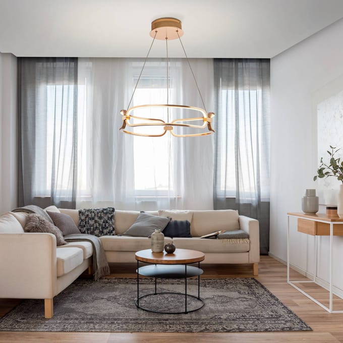 Schuller Valencia LED hanglamp Colette, 3-lamps, roségoud