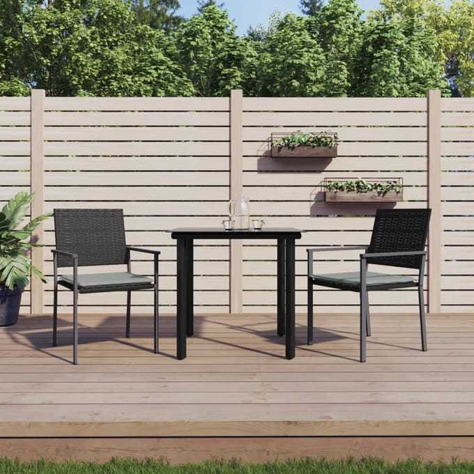 vidaXL - 3-delige - Tuinset - met - kussens - poly - rattan - en - staal