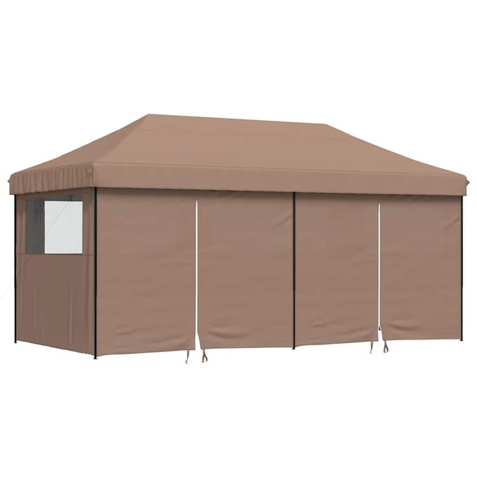 vidaXL - Partytent - inklapbaar - pop-up - met - 4 - zijwanden - bruin