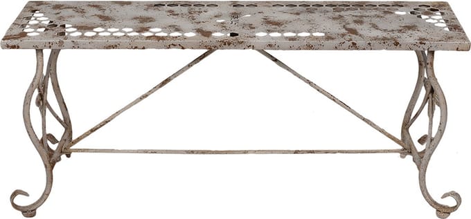 Clayre & Eef Tuinbank 105x35x44 cm Wit Bruin Metaal