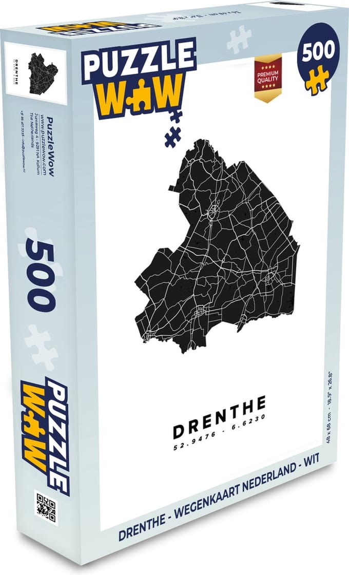 Puzzel Drenthe - Wegenkaart Nederland - Wit - Legpuzzel - Puzzel 500 stukjes