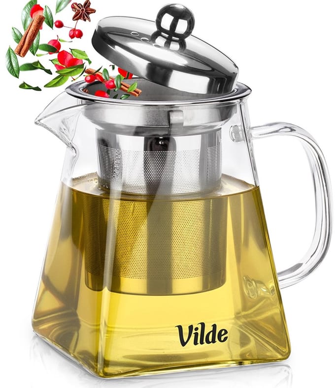 Theepot met Filter Glas Hittebestendig 490 ml - Koffie- en Thee Pot - Infuser - Theezeef - Filter - Zeef