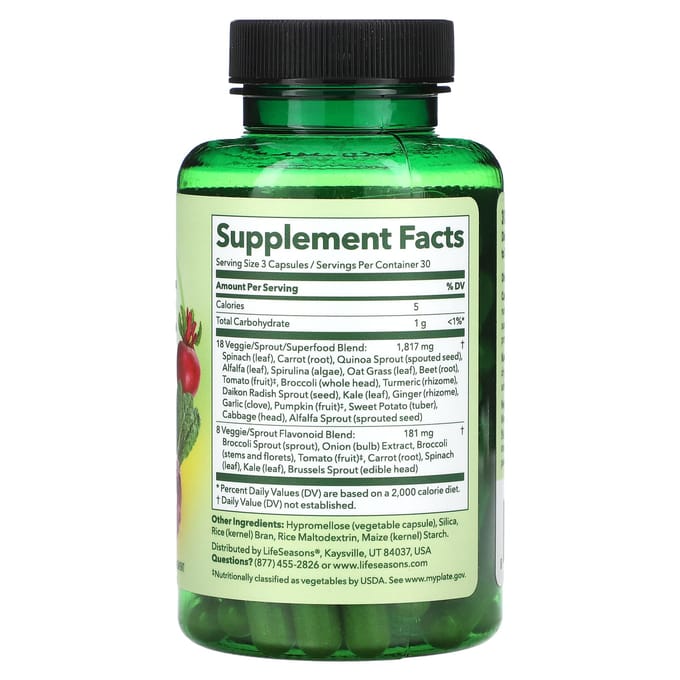 LifeSeasons, Veggie Boost, 90 capsules