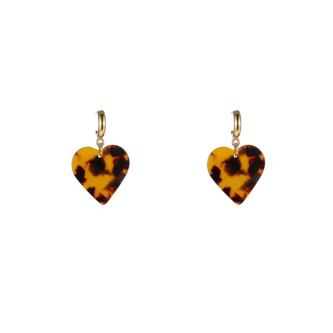 Go Dutch Label Oorknoppen Heart Dangle Leopard