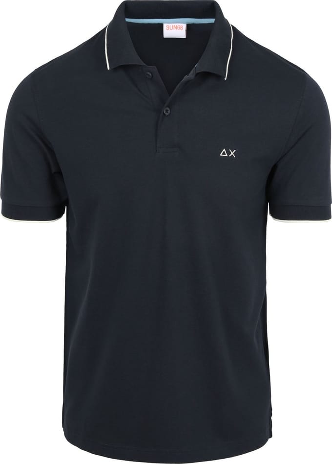 Sun68 Poloshirt Small Stripe Collar Donkerblauw (navy) - Maat XXL - Heren
