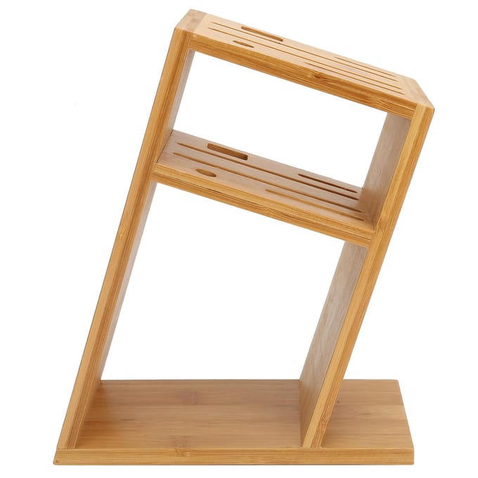 Bamboe Messenhouder Schuin Keukenmessenhouder Multifunctioneel Bamboe Rek Holle Ventilatie beige