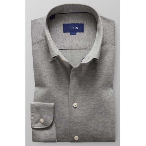 Eton Overhemd Piqué Long Sleeve Poloshirt Licht Grijs / male
