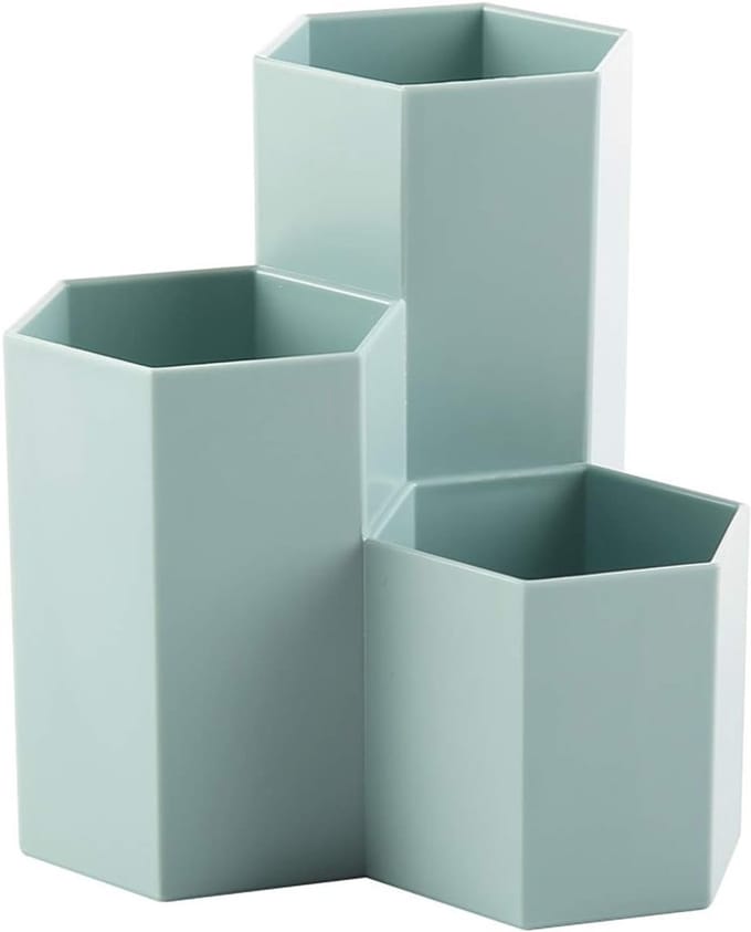 Creatieve Hexagonale Multi-Functionele Pot voor Opslag van Make-up Borstels, Pennen en Kantoorbenodigdheden - Blauwe Decoratie